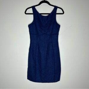Susana Monaco Dress 100% Pure Lambs Wool Navy Blue Frayed Sleeveless Size 6